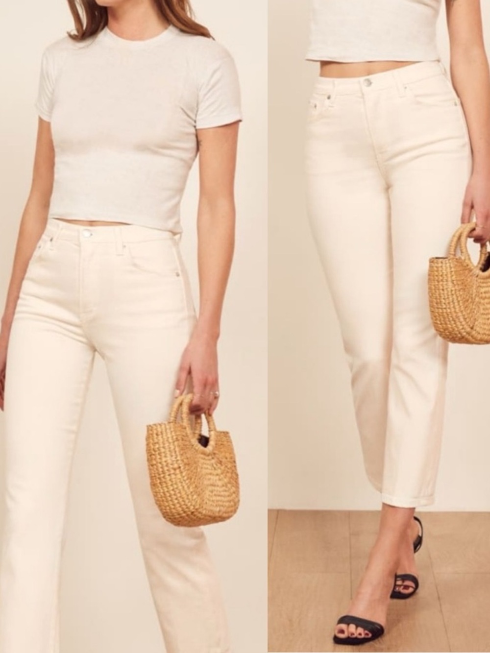 REFORMATION Liza High Rise Straight Leg Rigid Denim 90s Jeans Vintage White \ 29